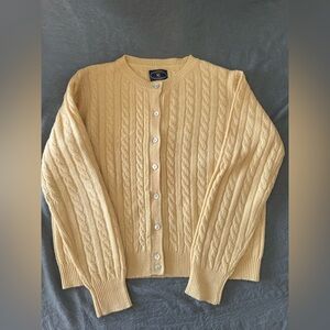 Chelsea Cambell Wool Yellow Cable Knit Cardigan